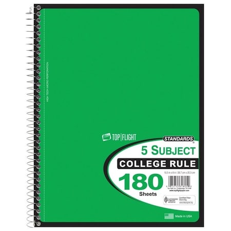Top Flight WB2185DPF Series Notebook, Micro-Perforated Sheet, 180-Sheet, Wirebound Binding 4511955