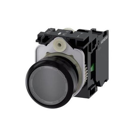 Siemens Pushbutton, 22 mm, round, plastic, clear, pushbutton, flat 3SU1100-0AB70-1BA0-ZY19