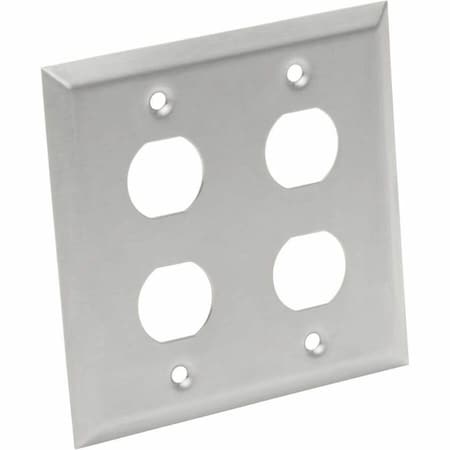 Eaton Tripp Lite Series 4 Port Double Gang Faceplate, Stainless Steel, Industrial Grade, IP44, TAA N206-FP04-IND