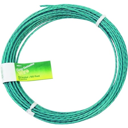 Midwest Fastener Multi-Stranded Clothesline, 50 ft L, Steel, Green 11823