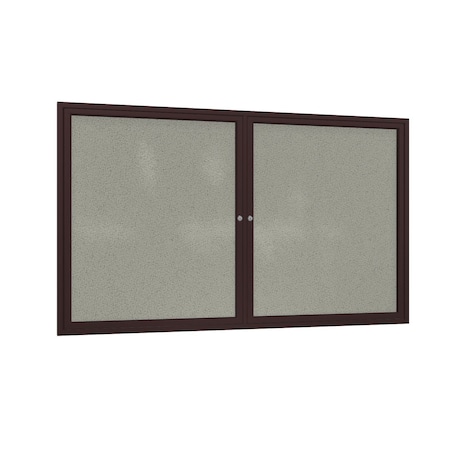 Ghent 2 Door Enclosed Fabric Bulletin Board, Bronze Aluminum Frame, 3'H x 4'W, Taupe PB23648F-96