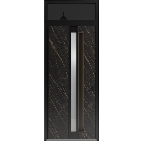 Vdomdoors Aluminum Door with Hidden Handle Hiddex 0155 Natural Noir Entry Steel Metal Modern Painted W36xH80+ HIDDEX0155EXD-NOIR-W36xH80+12-LH-I