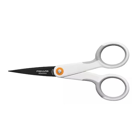 Fiskars 99947097J NonStick Scissor, 49 in OAL, 11316 in L Cut, Stainless Steel Blade, Double Loop Handle 199940-1007