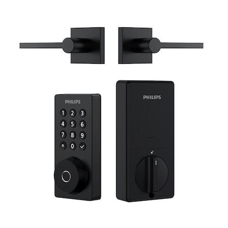 Philips Smart Wi-Fi Door Lock with Push Button Lighted Keypad Pin Code, Fingerprint Scanner BUN1042HWCLB