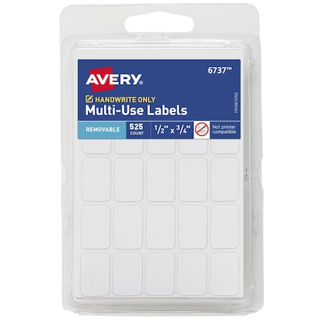 Avery Removable Labels, Rectangular, PK525 6737