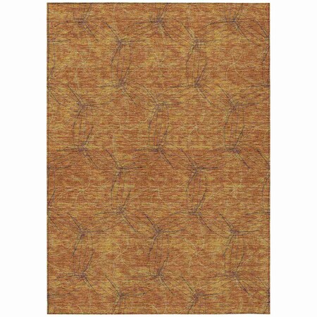 Homeroots 5' X 8' Copper And Ivory Geometric Washable Indoor Outdoor Area Rug 614066