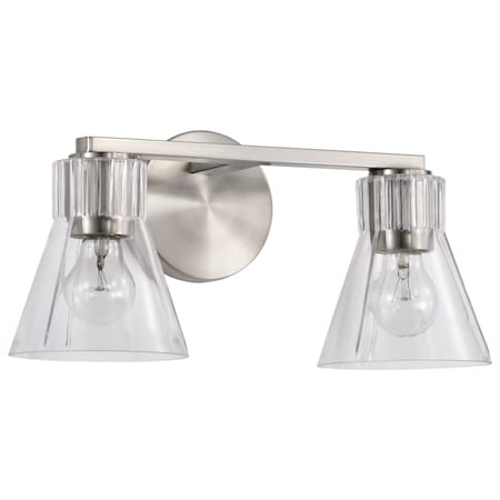 Nuvo Gianna, 2 Light Vanity, Brushed Nickel Finish, Clear Glass 60/8332