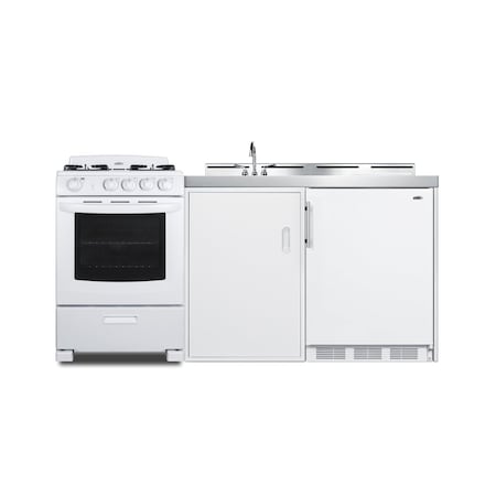 Summit 72" Wide All-in-One Kitchenette with Gas Range ACK72GASW