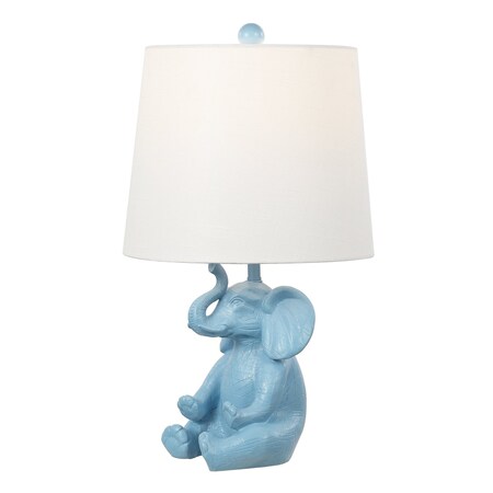 Jonathan Y Kairi 21" Modern Shabby Chic Resin/Iron Happy Elephant LED Kids' Table Lamp with Phone Stand, Blue JYL4060C