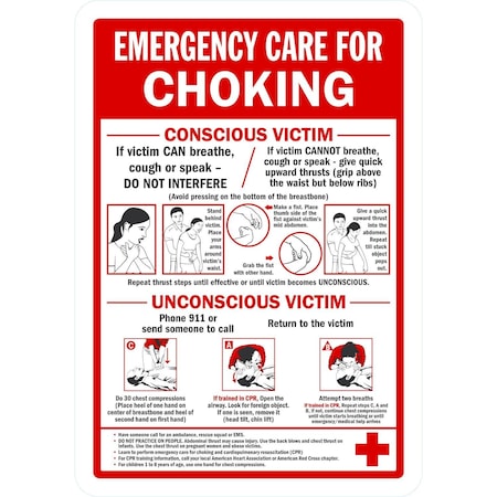 Lyle Emergency Care For Choking, Conscious Victim/ Unconsci, 7x10, Non-Reflective, White G-17302-PL_7x10