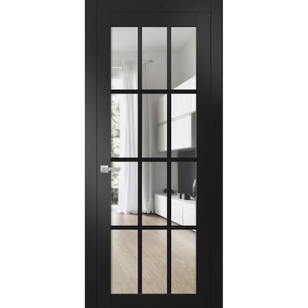 Sartodoors Solid Interior French, Felicia 3355 Matte Black with Clear Glass, Single Regular Panel Frame Trims FELICIA3355ID-BLK-2496