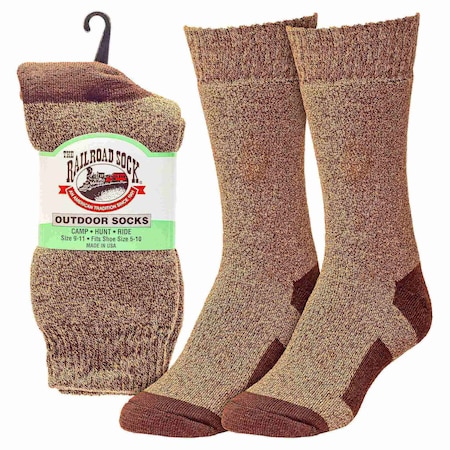 Railroad Sock Womens Crew Socks, 96% Spun Polyester, 4% Spandex, Brown, 5-10 W; 4 Pair-7.5 M, 1 PR 684 TS BR