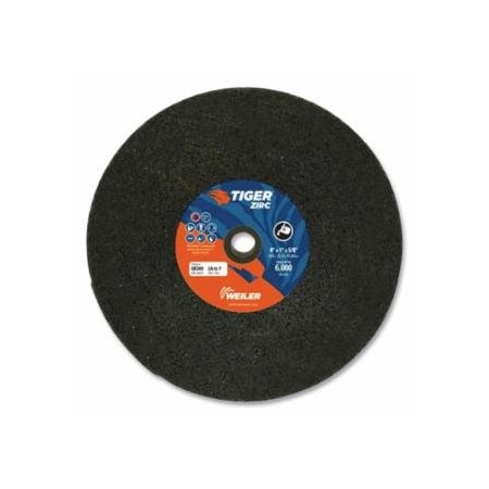 Weiler Tiger Snagging Wheel, 8 in dia x 1 in Thick x 5/8 in Arbor, 16 Grit, Zirconia Alumina, Type 1, 5, 5PK 804-68349