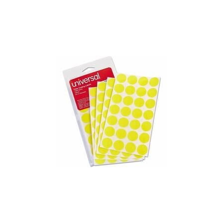 Universal Self-Adhesive Removable Color-Coding Labels, 0.75" dia, Yellow, 1008PK UNV40114