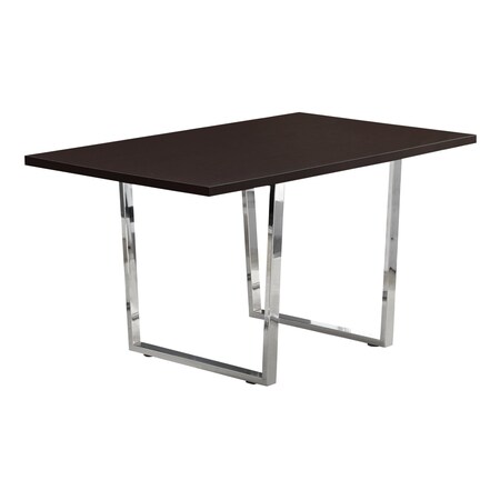 Homeroots 59" Espresso And Silver Solid Wood And Metal Sled Base Dining Table 490329
