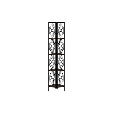 Homeroots Espresso Metal Four Tier Corner Bookcase 376535