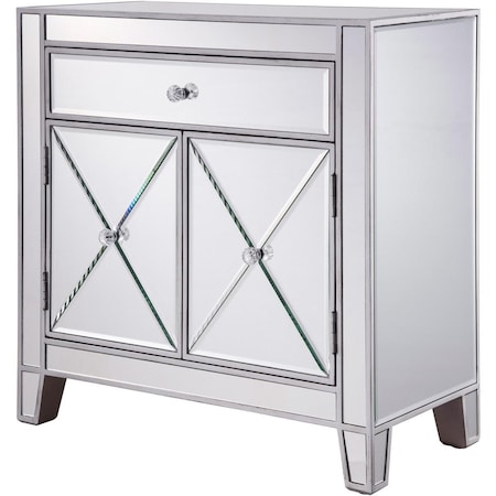 Elegant Decor 1 Drawer 2 Doors Cabinet Silver Paint - 28 x 13 - 0.25 x 28 - 0.25 in. MF6-1034