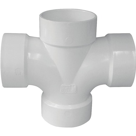 Genova CANPLAS Double Sanitary Pipe Tee, 3 x 112 in, Hub, PVC, White 192189