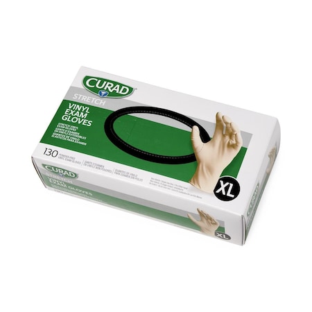 Medline CURAD Powder-Free Stretch Vinyl Exam Gloves, Size XL, 1300PK CUR9227