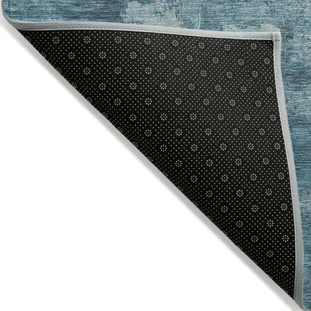 Homeroots 3' X 5' Teal Blue And Silver Abstract Washable Indoor Outdoor Area Rug 632095