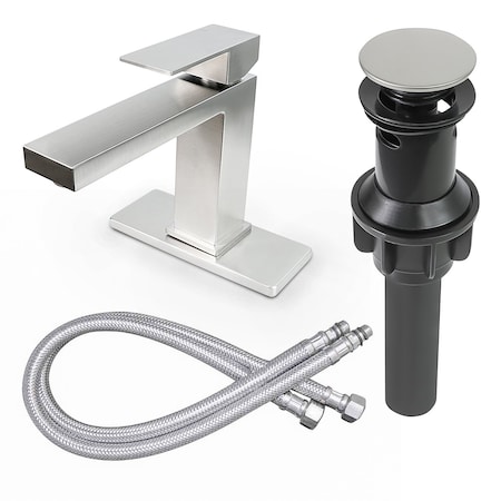 Everflow Bathroom Faucet w/ Deck Plate, 1 handle, 1 or 3 hole Stainless Brushed Nickel BFCTDRKT-N