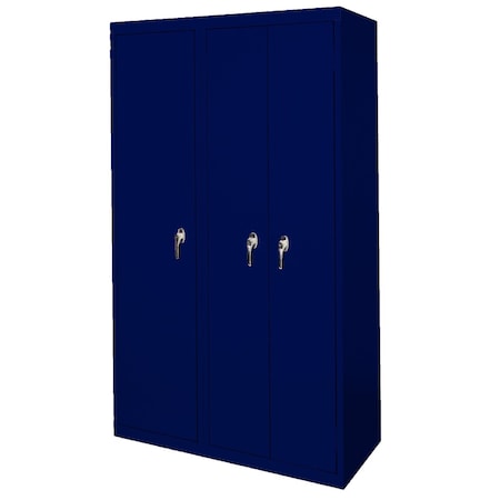 Steel Cabinets Usa Steel Storage Cabinet, 42in L x 21in D x 72in H, 8 Adjustable Shelves, 3 Doors, Navy Blue AAH-42-3D-N