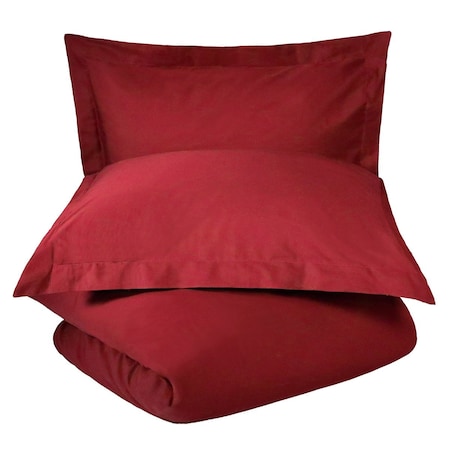 Homeroots Burgundy King 100% Cotton 300 Thread Count Washable Duvet Cover Set 528534