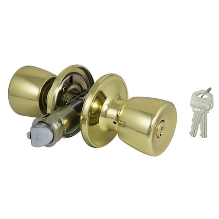 Prosource Mobile Home Entry Knob, Brass, Polished Brass T-5764PB-ET