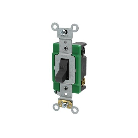 Leviton Toggle Switch, 30 Amp, 120/277 Volt, Black 3032-2E