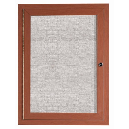 Aarco Outdoor Enclosed Bulletin Board w/ Al Wood Look Finish, Oak Wood Look, Burlap Weave Vinyl, 48''Hx36''W ODCCO4836R