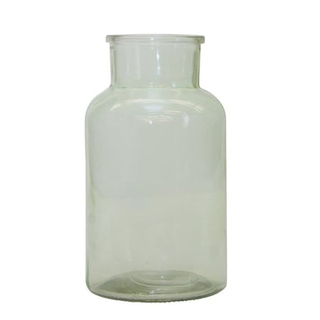 Homeroots 10" Green Glass Cylindrical Table Vase 632627