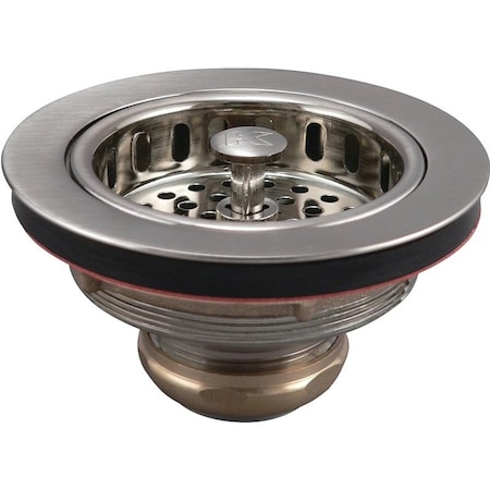 Plumb Pak Basket Strainer With Ground Joint Drop Post, 4.512 In Dia, Brass, Brushed Nickel, 3.321 In Mesh K5445DSBN