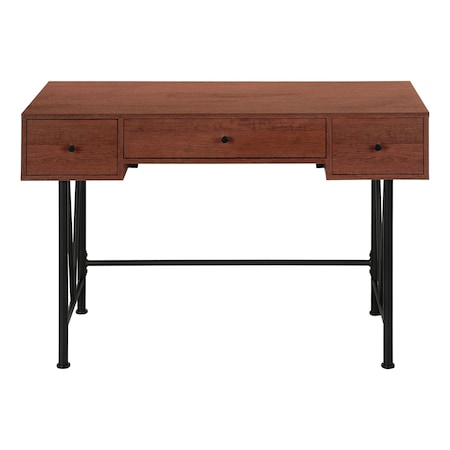 Homeroots 47" Brown and Black Computer Desk With Three Drawers 489912