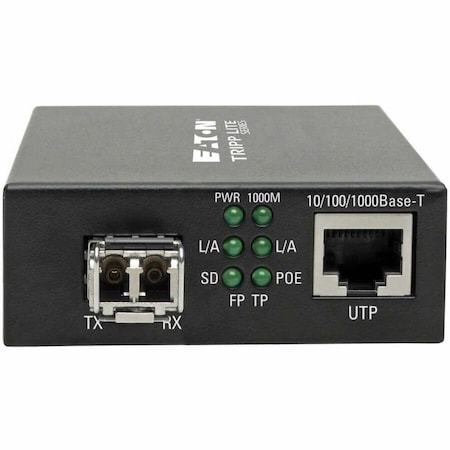 Eaton Tripp Lite Series Gigabit Multimode Fiber to Ethernet Media Converter, POE+ - 10/100/1000 LC, 850 N785-P01-LC-MM1
