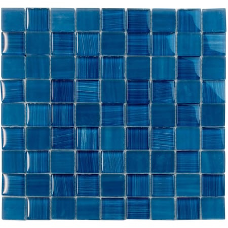 Apollo Tile Cerulean Blue 11.3 in x 11.3 in Glass Glossy Floor and Wall Mosaic Tile 4.43 sqft/case, 5PK APLHM88310A