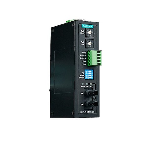 Moxa Industrial RS-232/422/485 to Fiber Optic Converter, ST Multi-mode, with 2k ICF-1150I-M-ST-IEX