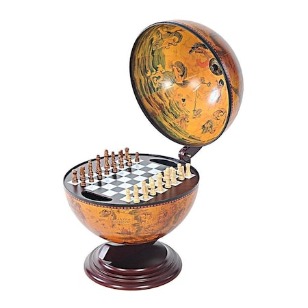 Homeroots 13" X 15" X 19" Red Globe With Chess Holder 364359