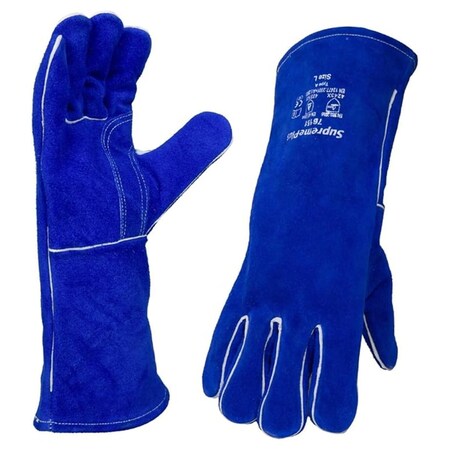 Supremeplus Split Cowhide Leather Welding Gloves, Single Palm, Blue -Size: 2XL, Pair 1 SP-6175