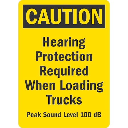Lyle Hearing Protection Required When Loading Trucks, Peak Sound, 5x7, Non-Reflective, Yellow G-16860-ND_5x7