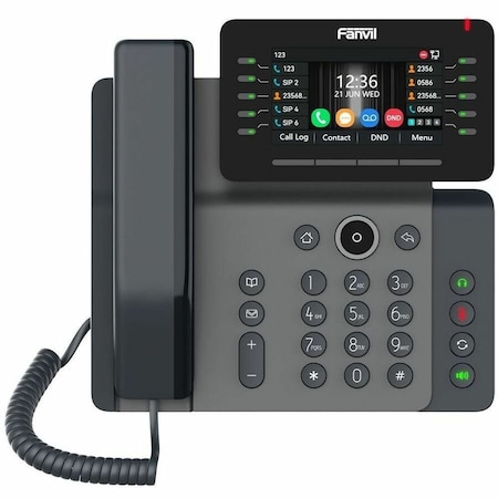 Fanvil IP Phone 4.3 in 480*272 adjustable color screen 20 SIP Lines 9 line keys + 1 page key, 45 V65