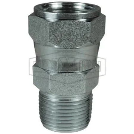 Dixon Hose To Pipe Fitting, 1-5/8-12 x 1-1/4-11-1/2 Nominal, 37Deg Female JIC Swivel x MNPT, Steel, Domestic 6505-20-20
