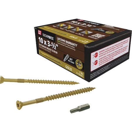 Grip-Rite DeckForce PrimeGuard Nano No, 10 x 3-1/2'' Star Drive Gold Screw, 1 Lb. GRDF312STGD1