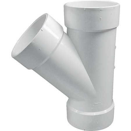 Genova CANPLAS Pipe Wye, 4 in, Hub, PVC, White, SCH 40 Schedule 192304L