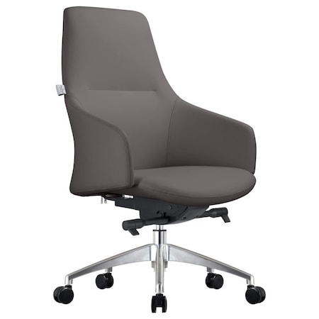 Leisuremod Celeste Office Chair in Upholstered Leather and Iron Frame with Swivel and Tilt, Grey CO20GRL