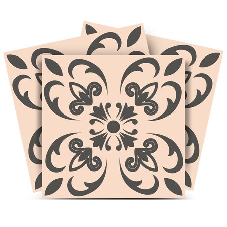 Homeroots 5" X 5" Charcoal Orchid Peel And Stick Removable Tiles 390734