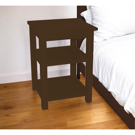 Homeroots 28" Dark Brown Solid Wood Nightstand 548317