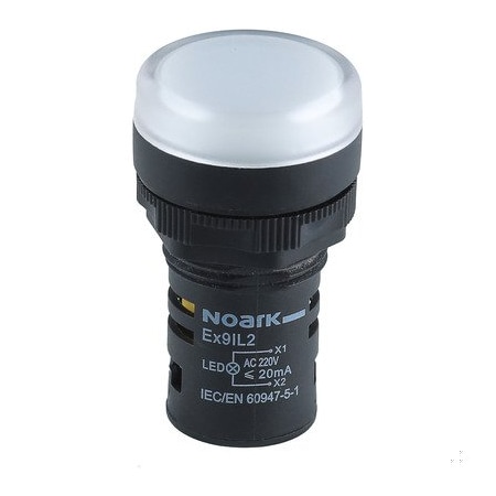 Noark Indicator light - Ex9IL - 1200715 - Round Curve - White - 24Vac/dc LED EX9IL2D1