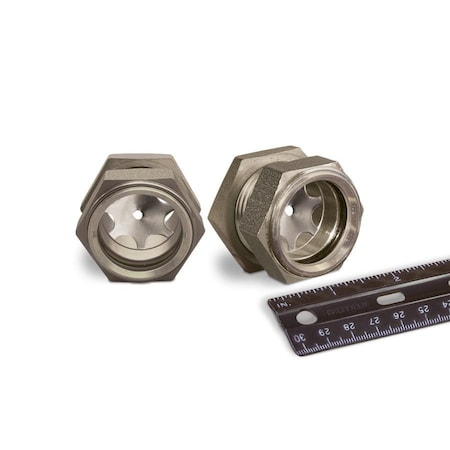 Oil-Rite 303 Stainless Steel Gasketed Window Sights Straight Thread - Straight w/Nut, 1 1/4in.-12, 1 1/2in B4764-15B