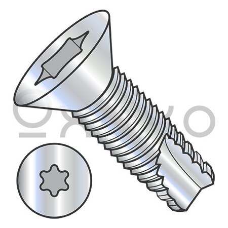 Oxoxo 8-32X1 6 Lobe Flat Thread Cutting Screw Type 23 Fully Threaded Zinc And Bake, 7000PK 519642