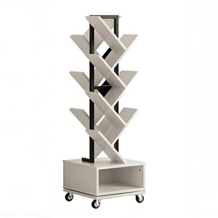 Homeroots 48" White Wood Sixteen Tier Etagere Bookcase 717459